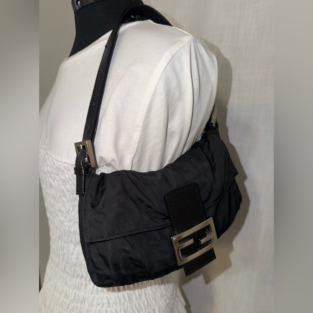Authentic Fendi Zucca Baguette in Black